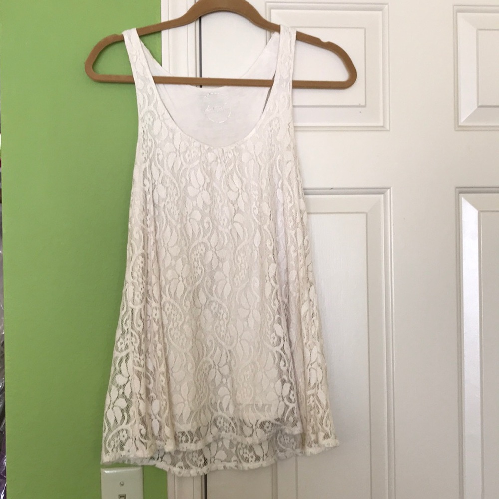 Inc ivory lace tank top